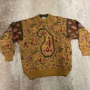 RODIER Multicolor‎ Patterned Crewneck Sweater wool blend birds
